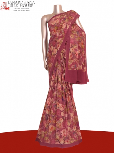 Exclusive Floral Pure Crepe Silk Saree